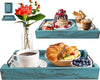 Unique Rustic Wooden Serving Trays with Handle - Set of 3 - Rustic Blue