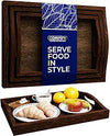 Unique Rustic Wooden Serving Trays with Handle - Set of 3 - Rustic Blue