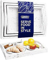 Unique Rustic Wooden Serving Trays with Handle - Set of 3 - Rustic Blue
