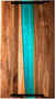 Celeste Blue Resin & Acacia Wood Serving Tray with Handles – 16x9" Decorative Board for Food, Coffee Table, Skincare & More