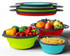 Collapsible Silicone Strainer Set (3-Pack) – Space-Saving Colanders for Pasta, Veggies, Fruits & More – Ideal for Home, Camping & RV Use by Comfify