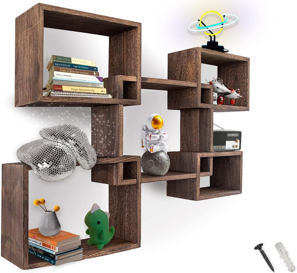 Wall Mounted Square Shaped Floating Shelves – Set of 5