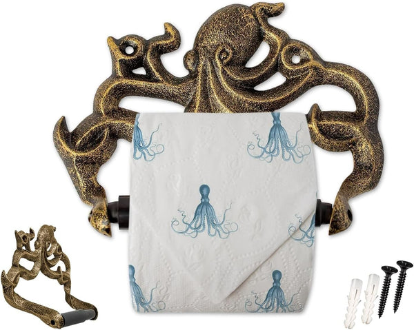 Decorative Cast Iron Octopus Toilet Paper Roll Holder
