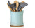 Comfify Blue Ceramic Utensil Holder with Bamboo Base – Large Kitchen Counter Organizer for Spoons, Spatulas & Cooking Tools