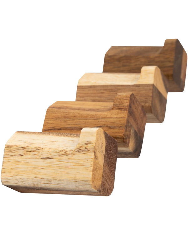 Acacia Wood Wall Hooks – Oval Natural Hangers for Keys, Towels & Accessories – Modern, Space-Saving Entryway & Bathroom Organizer