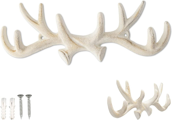 Vintage Cast Iron Deer Antlers Wall Hooks