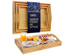 Set of 3 Bamboo Serving Trays – Minimalist Ottoman Trays for Food, Drinks & Home Décor