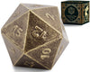 Ancient Gold Cast Iron D20 Dice – Large, Heavy Metal 20-Sided Die for D&D, RPG, Decor & Collectors