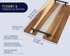 Pearl White Resin & Acacia Wood Serving Tray with Handles – 16x9" Charcuterie Board for Food, Decor & Entertaining