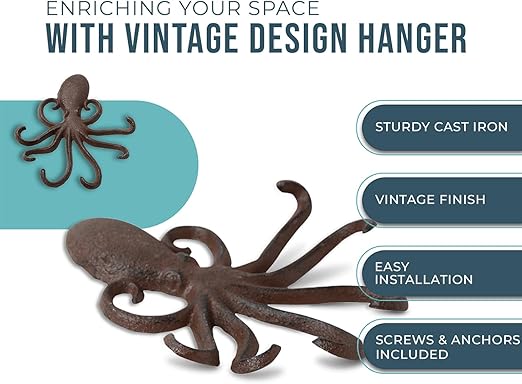 Cast Iron Octopus Wall Hook