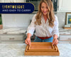 Set of 3 Bamboo Serving Trays – Minimalist Ottoman Trays for Food, Drinks & Home Décor