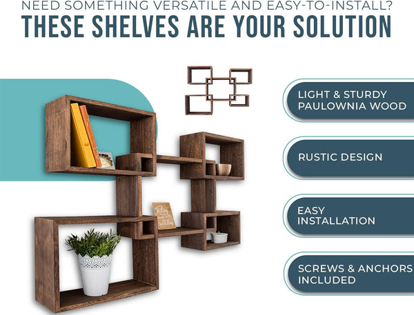 Wall Mounted Square Shaped Floating Shelves – Set of 5