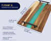 Celeste Blue Resin & Acacia Wood Serving Tray with Handles – 16x9" Decorative Board for Food, Coffee Table, Skincare & More