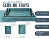 Rustic Blue Wooden Serving Trays with Handles – Set of 2 Nesting Trays (Large & Small) for Breakfast, Coffee Table, Butler & More
