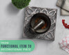Cast Iron Trivet with Vintage Pattern and Rubber Pegs