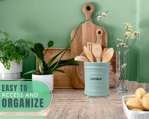 Shabby Chic, French-style Ceramic Utensil Holder