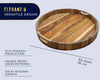 Modern 22" Acacia Wood Round Serving Tray – Oil Finish for Food, Breakfast in Bed, Coffee Table, Snacks, Decor & More