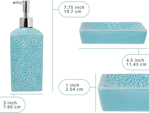 Designer 4-Piece Bathroom Accessory Set - Rose texture design