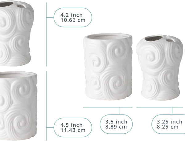 Designer - 4 Piece Bathroom Accessories Set - Ocean Waves Design