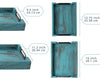 Rustic Blue Wooden Serving Trays with Handles – Set of 2 Nesting Trays (Large & Small) for Breakfast, Coffee Table, Butler & More