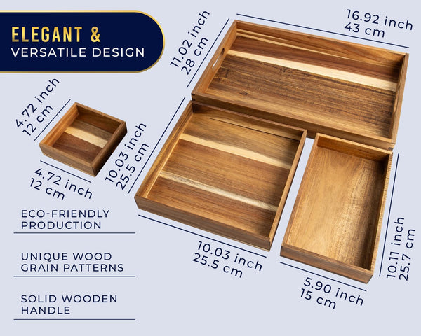 Comfify Bamboo Tray Set of 7 – Earthy Tones for Home & Kitchen | Sustainable, Durable Serving & Organizing Trays
