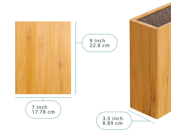 Ergonomic Bamboo Knife Block – Wide Countertop Holder for All Knife Sizes – Sleek, Durable & Versatile Kitchen Organizer