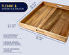 Extra Large 22" Acacia Wood Ottoman Tray with Handles – Square Serving Tray for Food, Drinks, Snacks & Entertaining – Rustic Brown