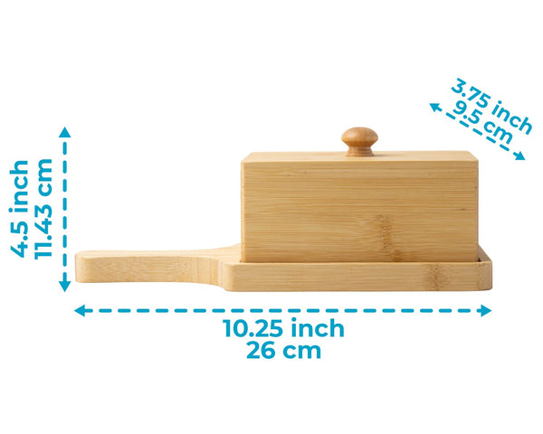 Large Bamboo Butter Dish with Lid – Food-Grade Bamboo Butter Keeper, Holds Up to 4oz – Perfect for Storage & Serving