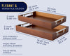 Modern Bamboo Serving Tray with Metal Handles – Dark Brown Wooden Ottoman Tray for Food, Entertaining & Decor