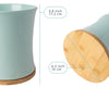 Comfify Blue Ceramic Utensil Holder with Bamboo Base – Large Kitchen Counter Organizer for Spoons, Spatulas & Cooking Tools