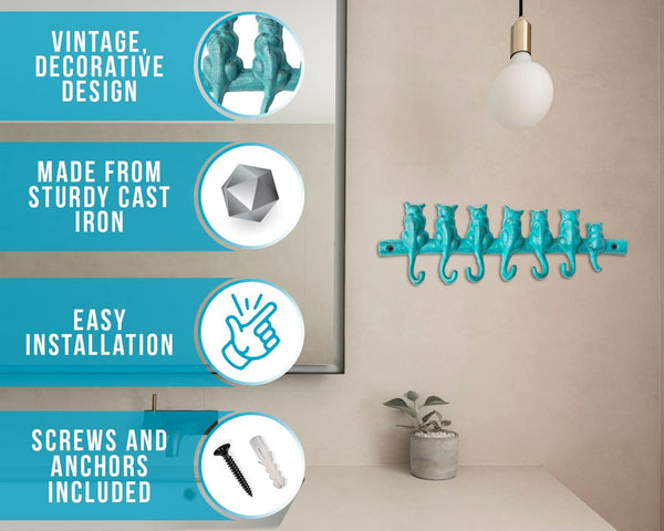 7 Cats Cast Iron Wall Hanger