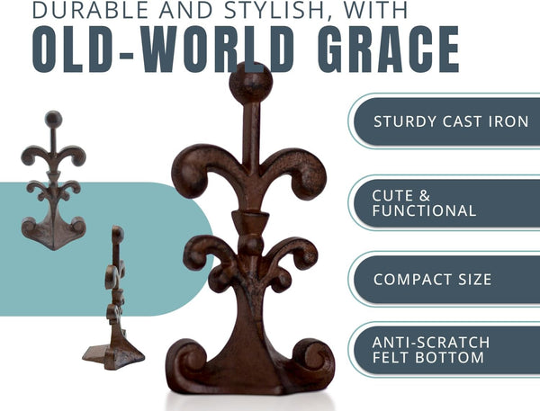 Fleur De Lis Cast Iron Door Stop – lifestyle in entryway – Comfify