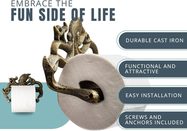 Decorative Cast Iron Octopus Toilet Paper Roll Holder