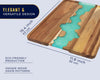 Celeste Blue Resin & Acacia Wood Serving Tray – Modern 12x16 Inch Tray for Serving Food, Breakfast in Bed, Coffee Table Decor, Snacks, Patio, and Organization