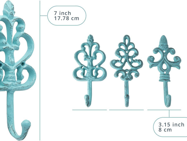 Shabby Chic Cast Iron Decorative Wall Hooks - Rustic - Golden - Farmhouse