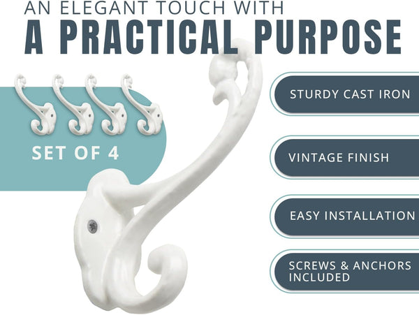 Shabby Chic Wall Mounted Hooks – Set of 4