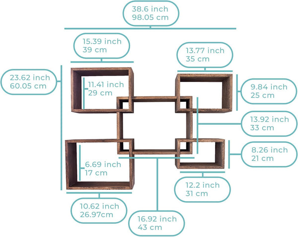 Wall Mounted Square Shaped Floating Shelves – Set of 5