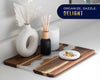 Modern 12x16 Pearl White Resin & Acacia Wood Serving Tray – Stylish Tray for Food, Breakfast in Bed, Coffee Table, Décor & More