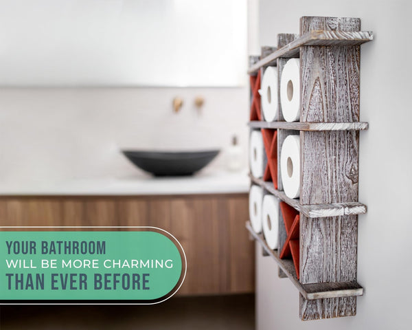 Unique Rustic Tic-Tac-Toe Toilet Paper Holder for Bathroom - Country Modern Toilet Paper Storage