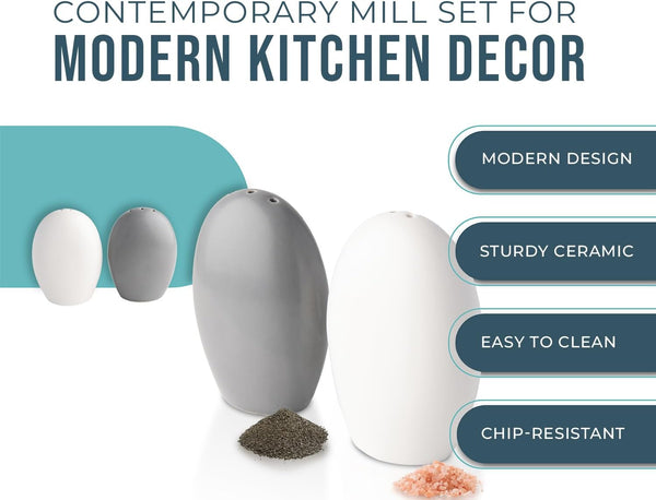 Modern Salt & Pepper Shakers Made of, Chip-free Ceramic – side angle – Comfify