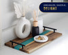 Celeste Blue Resin & Acacia Wood Serving Tray with Handles – 16x9" Decorative Board for Food, Coffee Table, Skincare & More