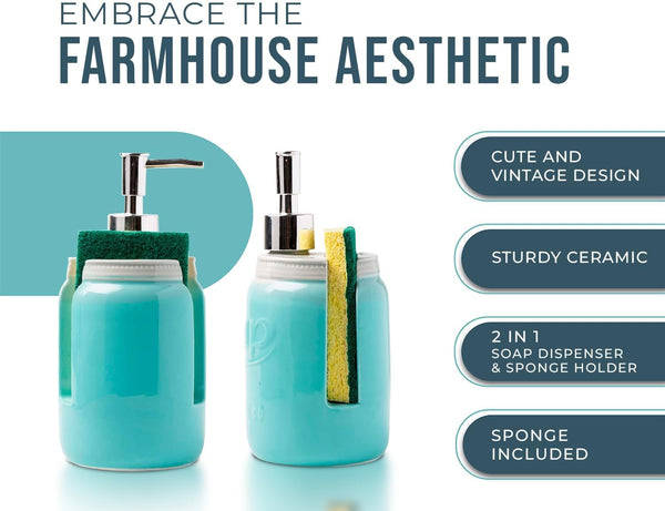 Mason Jar Kitchen Soap Dispenser & Sponge Holder