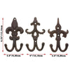 Set of 3 Rustic Cast Iron Fleur De Lis Wall Hooks – Decorative Double Coat Hangers with Screws & Anchors – Wall Mounted Vintage-Style Hooks by Comfify