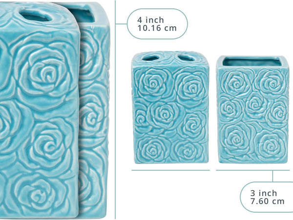 Designer 4-Piece Bathroom Accessory Set - Rose texture design