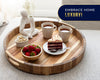 Modern 22" Acacia Wood Round Serving Tray – Oil Finish for Food, Breakfast in Bed, Coffee Table, Snacks, Decor & More