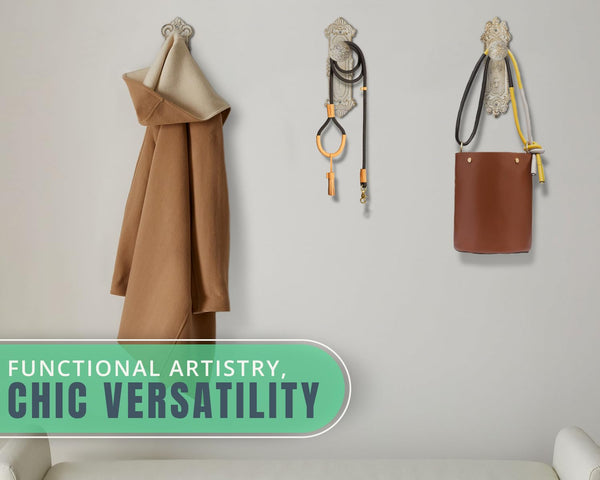 Set of 3 Shabby Chic Cast Iron Wall Hooks – Rustic White "Door Knob" Design – Vintage Decorative Coat Hooks with Screws & Anchors Included