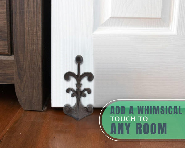 Fleur De Lis Cast Iron Door Stop – cast iron – side angle – Comfify