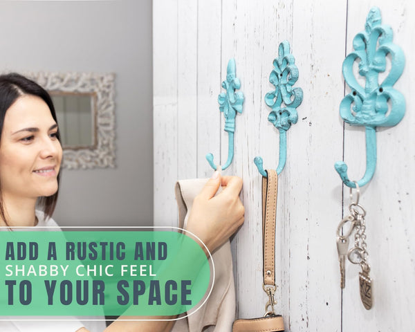 Shabby Chic Cast Iron Decorative Wall Hooks - Rustic - Golden - Farmhouse