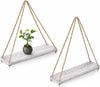 Hanging Shelves for Wall - Set of 2 – Rustic Farmhouse Boho Shelves with String – front view – Comfify