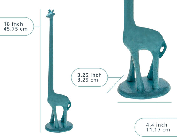 Giraffe Paper Towel Holder for Kitchen or Decorative Toilet Paper Stand for Bathroom - Unique Antique, Vintage, Whimsical Animal Design Roll Dispenser for Home Decor - Rustic Blue – lifestyle in bathroom – Comfify
